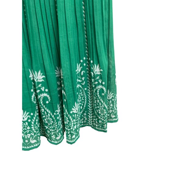 Anthony Richards Pleated Floral Midi Skirt Green Size MP Vintage Coastal Cottage - Picture 7 of 13